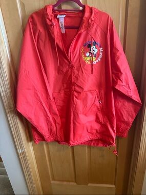 Disney Red Mickey Mouse Hooded Windbreaker Jacket